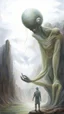 Placeholder: oil painting, Believing the strangest things, loving the alien And your prayers they break the sky in two