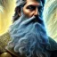 Placeholder: photo realistic, symetrical, centered, ultra detailed, digital art, in center is a portrait of highly detailed greek colossus god zeus surrounded by quantum galaxy codes seeking knowledge, gray hair and beard, detailed face with human skin color, eyes filled with galaxy, dominating colors = gray light blue and dark gold, lightning, smoke,