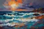 Placeholder: John Lowrie Morrison oil painting tufting tapestry stormy sea shores, in studio