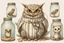 Placeholder: Jean-Baptiste Monge style. Full body of a humanoid biomorph kitten-owl faced nurse in hospital. Pills in jars and piles. A furry striped dress, covered with owl feathers, in sunshine