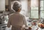 Placeholder: back view of older woman cooking