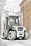 Placeholder: coloring page for kids, FORKLIFT, thick outline, low details, no shading, no color