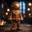 Placeholder: 32k uhd, anthropomorphic ginger bread man, by james cameron, photoreal, full length, 85mm, F1.4, Cinestill 800T, 8k, high quality, photo realistic, shallow depth of field, photorealistic masterpiece, cinematic lighting, lovely bokeh, blessed by satan, horror movie, horrorpunk,