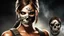 Placeholder: lara croft from tomb raider with a half face skull mask