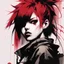 Placeholder: punk girl, illustration by <Yoji Shinkawa>, darkred tones,