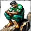 Placeholder: man sitting on a rock Lee Bermejo