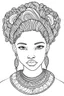 Placeholder: african girl face coloring page with beautiful hairstyle