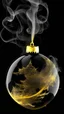 Placeholder: smoke art gold and black colours with shiny glass christmas bauble