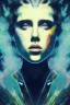 Placeholder:  Danish singer MØ face,neon tones,Abstract Yoji Shinkawa,