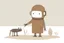 Placeholder: robot wearing a brown robe, jon klassen style