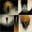 Placeholder: Nightmare frequencies, the undead dream screamers, Lovecraftian blind mystics, surreal horror, by Stephen Gammell and Kay Nielsen, by Zdzislaw Beksinski, by Denis Forkas, dark_green hues and yellow tints, uncentered, tilted, dynamic diagonal composition, eerie, sinister, dark colors, expansive, grand, creepily magnificent, octane render, Grotesque eyeless wonders, by Tracy Adams