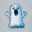 Placeholder: Lindo fantasma con el pulgar hacia abajo, diciendo "BOO", sticker, fondo blanco, caricatura