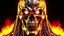 Placeholder: 4K, ultra detail, full realism portrait terminator iron maiden logo full face flames in the background