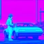 Placeholder: Vaporwave sci-fi scene car engineer