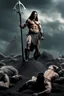 Placeholder: inspired by all the works of art in the world - Conan the Barbarian standing on a mound of dead bodies, full body image, Absolute Reality, Reality engine, Realistic stock photo 1080p, 32k UHD, Hyper realistic, photorealistic, well-shaped, perfect figure,