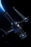 Placeholder: In a sci-fi starry sky background, a slender space flexible robotic arm is located on the satellite in the frame.