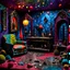 Placeholder: Detailed creepy living-room made of modeling clay, naïve, Tim Burton, strong texture, extreme detail, Max Ernst, decal, rich colors, sparkles, Yves Tanguy, bokeh, odd