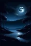 Placeholder: "Create an AI art piece that portrays the captivating interplay of moonlight in a dark night. Visualize a tranquil nocturnal landscape where the moonlight softly illuminates the world, casting enchanting shadows. Capture the stillness and mystery of the night under the moon's gentle glow."
