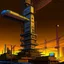 Placeholder: cyberpunk retro futuristic for comics really tall from far away
