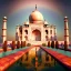 Placeholder: The Taj Mahal, Hindistan, sunset, rainbow sunset, fantasy art, flying birds, springs, waterfall