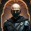 Placeholder: star wars bald male corellian jedi wearing gunmetal grey and black old republic armored flightsuit and breath mask with gold and metallic red trim inside the jedi temple, centered head and shoulders portrait, hyperdetailed, dynamic lighting, hyperdetailed background, 8k resolution, volumetric lighting, light skin, fully symmetric details