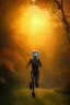 Placeholder: running alien portrait , black jogging suite , in the sunset Alps, golden light , holding leaves and flowers , angels background, volumetric light, high detail, dark leaf tree, dark mountains in background, perfect