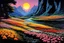 Placeholder: Beautiful epic sunset, logan's run 1976 movie influence, cosmic, people, rocks, holiday influence, river, flowers, very epic and philosophic, otto pippel impressionism paintings