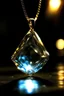 Placeholder: A glimmer of bright candlelight wrapped around a translucent diamond-shaped gem in the pendant.