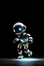 Placeholder: SIDE PROFILE VIEW OF A CUTE ROBOT RUNNING TO CATCH SHINING LIGHT IN VERY DARK ROOM