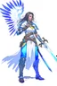 Placeholder: female aasimar barbarian with great sword dnd character