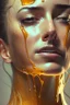 Placeholder: transparent Liquid honey dripping from woman face, photorealistic beautiful woman, light hair, full body, cover, hyperdetailed painting, luminism, Bar lighting, complex, 4k resolution concept art portrait by Greg Rutkowski, Artgerm, WLOP, Alphonse Mucha,