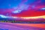 Placeholder: Brilliant sunset at a snow covered icy Waikiki Beach iand the city of Honolulu Hawaii covered in winter snow and ice at sunset, alcohol inks, dazzling wet bright colors, winter wonderland