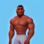 Placeholder: Buff black man gives you an Pomegranate and smiles at you