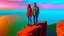 Placeholder: Only one guy and a girl are standing on the edge of a cliff and holding hands