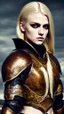 Placeholder: blonde female hunter wearing leather half armour dark fantasy Realistic 4k