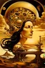 Placeholder: mechanical women, fourth dimension , space , hydraulic machine, sunrise , salvador dali style