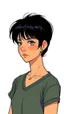 Placeholder: Relaxed and Stylish Anime 90s , short black hair