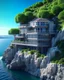 Placeholder: Country house on the cliff overlooking the sea incredibly detailed parametric architecture 8k digital art