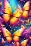 Placeholder: vibrant psychedelic oil painting image, airbrush, 64k, cartoon art image of background YELLOW and PINK BUTTERFLIES , futurism style