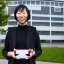 Placeholder: A short haired, Japanese-American female software engineer taking a selfie in front of Building 92 at Microsoft in Redmond, Washington