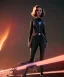 Placeholder: retro sci-fi portrait image from 1960, supermarket parking explosion, fire, classic black widow, young Scarlett Johansson, tight lycra suit, soft color, highly detailed, unreal engine 5, ray tracing, RTX, lumen lighting, ultra detail, volumetric lighting, 3d, finely drawn, high definition, high resolution.