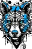 Placeholder: Real wolf face design with blue details