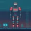 Placeholder: A pixel art cyberpunk version of the best football predictor master pundit master robot