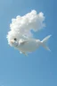 Placeholder: Cloud fish swimming in sky, whimsical surrealism, blending natural elements in impossible ways