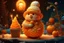 Placeholder: beautiful cute tangerine snowman with waffle ice cream, professional photo, high resolution, frame depth, high detail, 1024k, ISO 1000, digital art, botanical art, filigree, hyperrealism, surrealism, glitter, cinematic, backlight, full HD wallpaper, high detail, elegant, 8k, oil on canvas, beautiful, 4K 3D, excellent quality, colorful, very cute, Thomas Kincaid