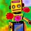 Placeholder: A robot doing An impressionistic painting of flowers