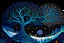 Placeholder: graphic drawing winter fantastical landscape, moon, round tree crowns, ice flowers, cold colors, a flat image with careful drawing and tracing of every detail, black background, cosmic bright color, folk art, Epic cinematic brilliant stunning intricate meticulously detailed dramatic atmospheric maximalist digital matte painting, perfect composition, masterpiece