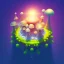 Placeholder: 100mm photo of isometric floating island in the sky, surreal mushroom with jewels, intricate, high detail, behance, microworlds smooth, macro sharp focus, centered