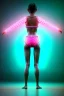 Placeholder: Ultra Realistic image, young brunette blonde woman, yakuza full body tattoo, waist up portrait, small stature, small chest, transparent latex coat, pink panties, rain, fog, hot, dark, leds, neon, cyberpunk, vibrant color, highly detailed, art stations, concept art, smooth, unreal engine 5, god rays, ray tracing, RTX, lumen lighting, ultra detail, volumetric lighting.