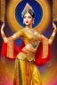 Placeholder: golden artistic statue of a Azeri dancer in folk dance pose in modern art museum dynamic colorful lights